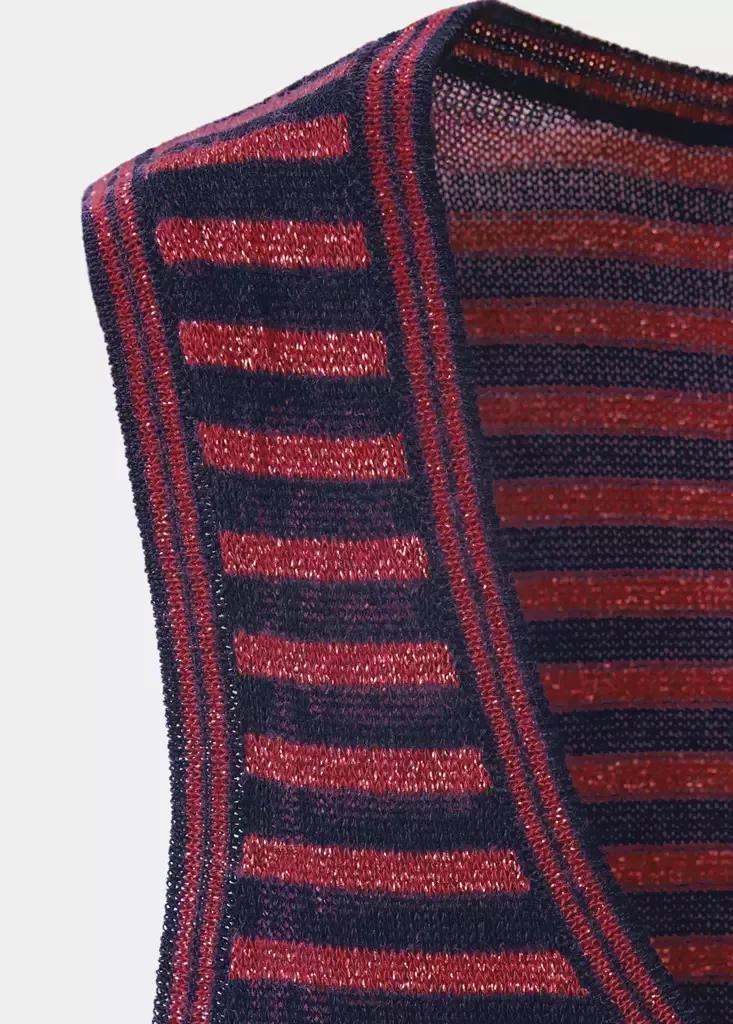 Blue Striped Lurex Knit Top, Navy, large image number 5