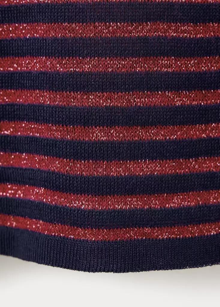 Blue Striped Lurex Knit Top, Navy, large image number 6