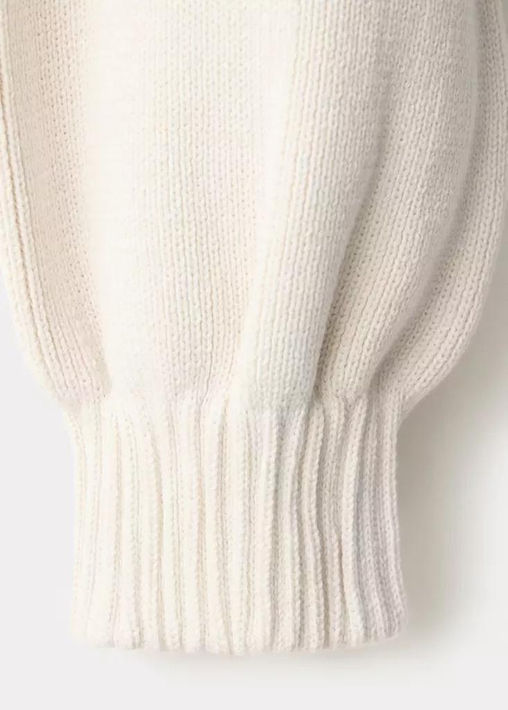 Beige Knitted Bomber Jacket, Light Beige, large image number 7