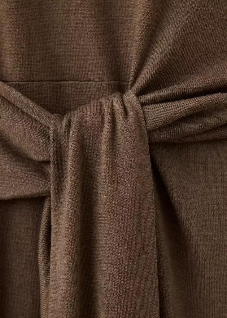 Brown Knitted Dress With Tie Detail, Medium Brown, large image number 6