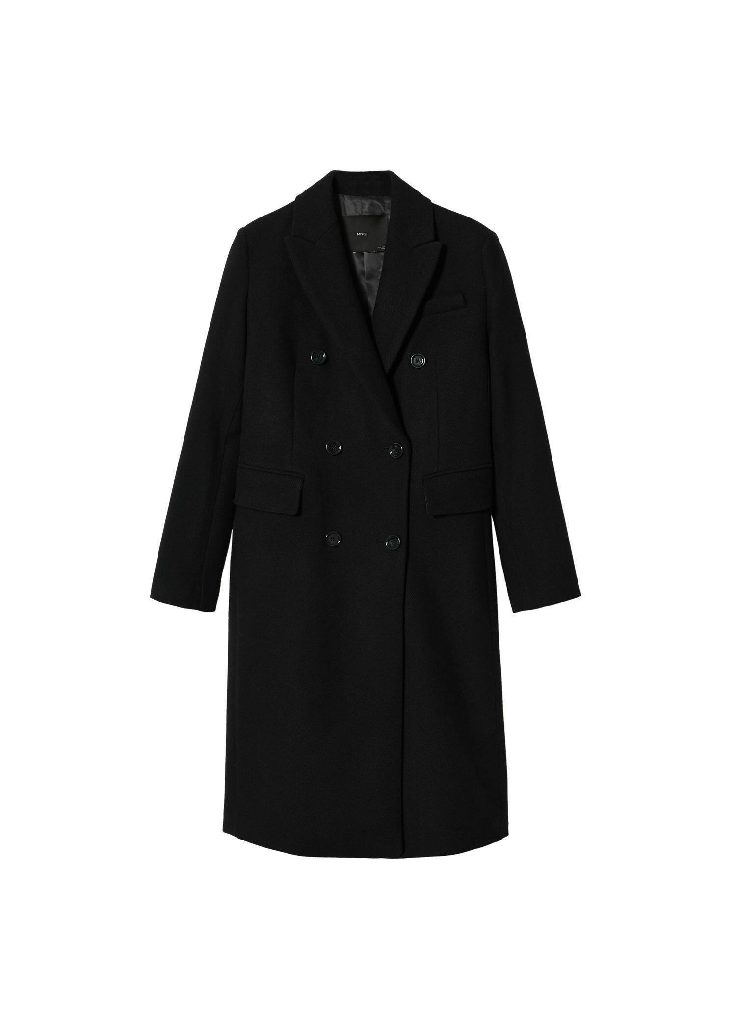 Black Tailored Wool Coat, , large image number 5
