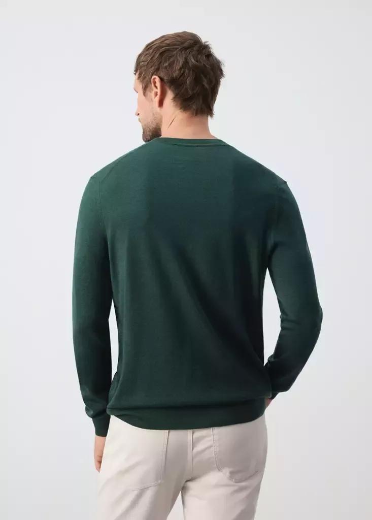 Green Fine-Knit Merino Wool Jumper, Dark Green, large image number 2