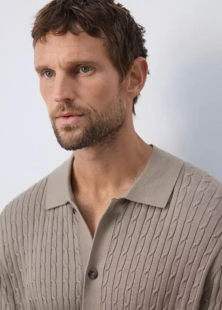 Grey Knitted Braided Cardigan, Medium Grey, large image number 3