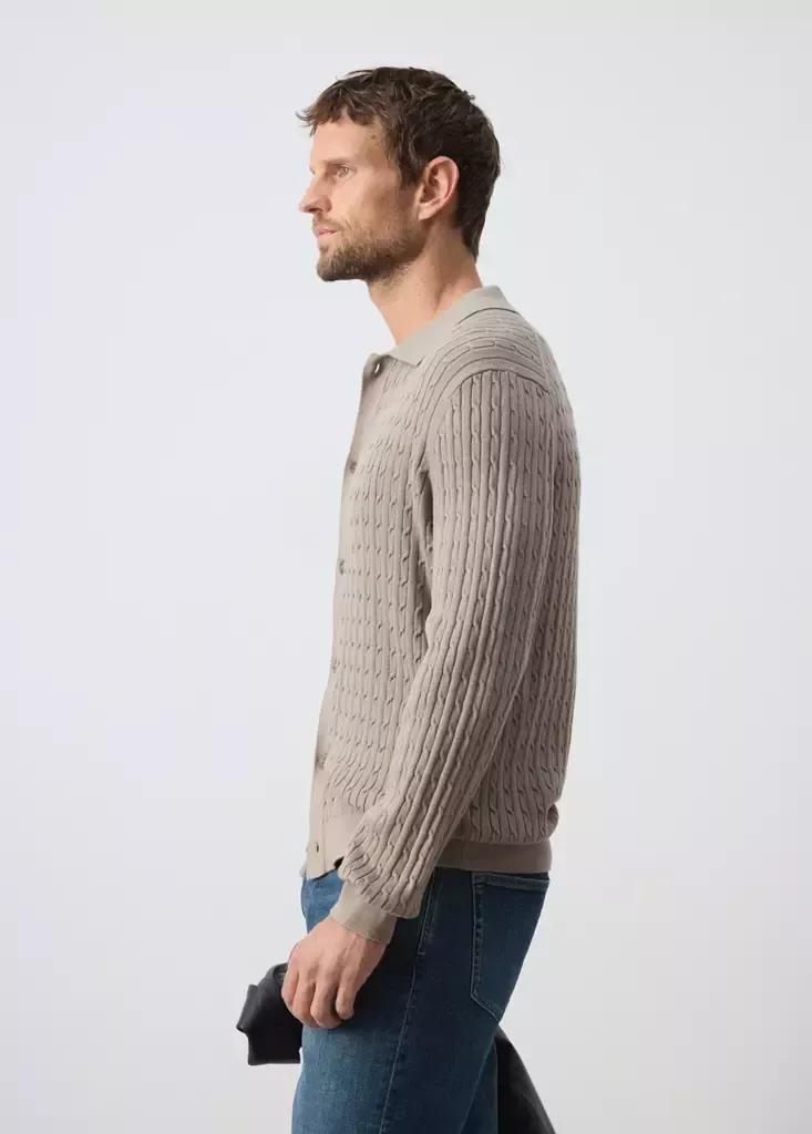 Grey Knitted Braided Cardigan, Medium Grey, large image number 4