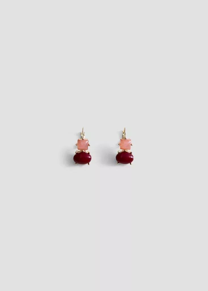 Gold Stone Pendant Earrings, Gold, medium
