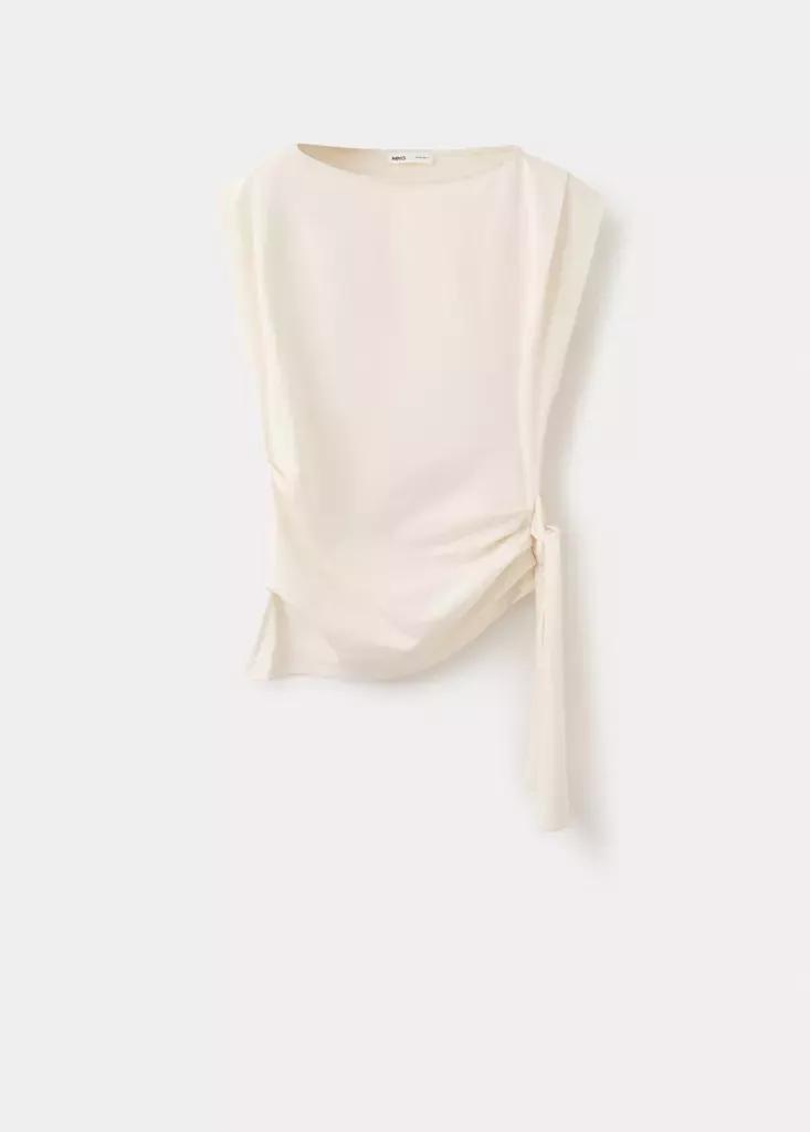 Beige Asymmetrical Laced Top, , large image number 0