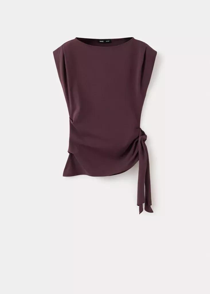 Red Asymmetrical Laced Top, , large image number 0
