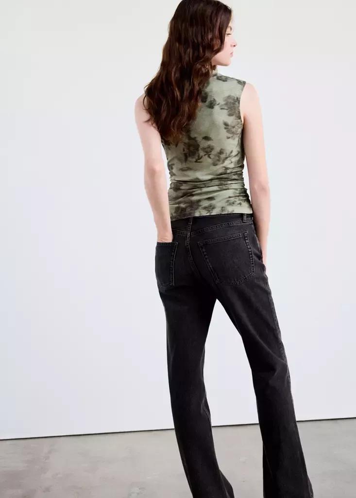 Green Draped Printed Top, Green, large image number 2