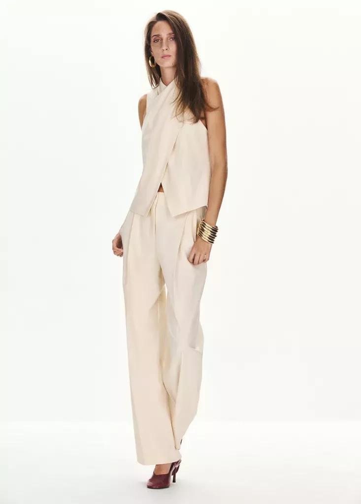 Beige Wrap-Over Top With Ing, Light Beige, large image number 0