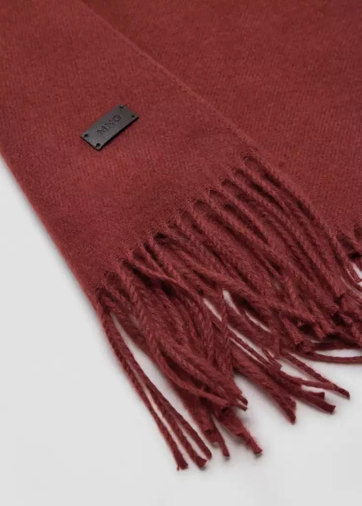 Red Plain Fringed Scarf, Rust - Copper, medium