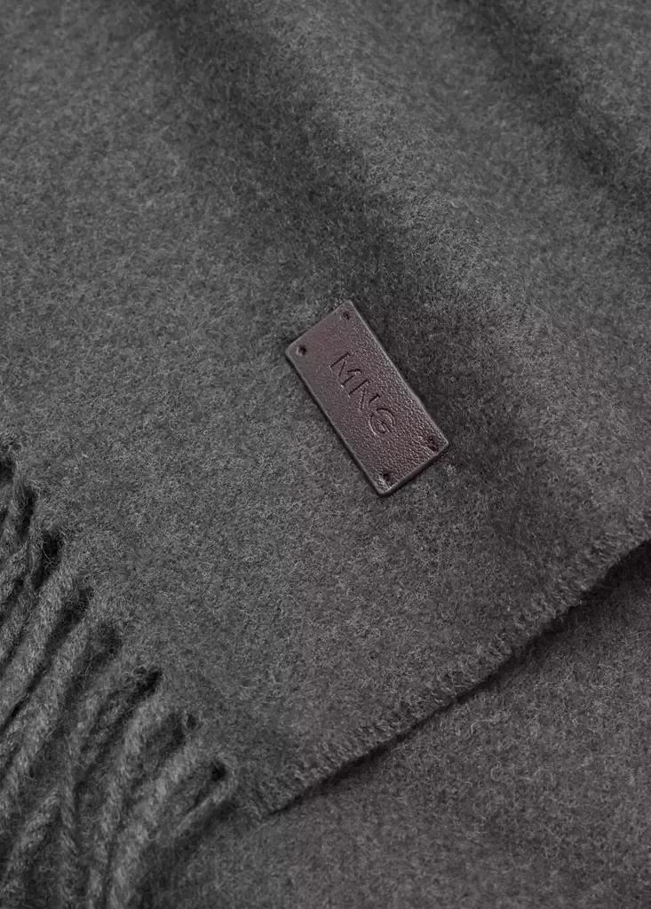 Grey Plain Fringed Scarf, Grey, medium