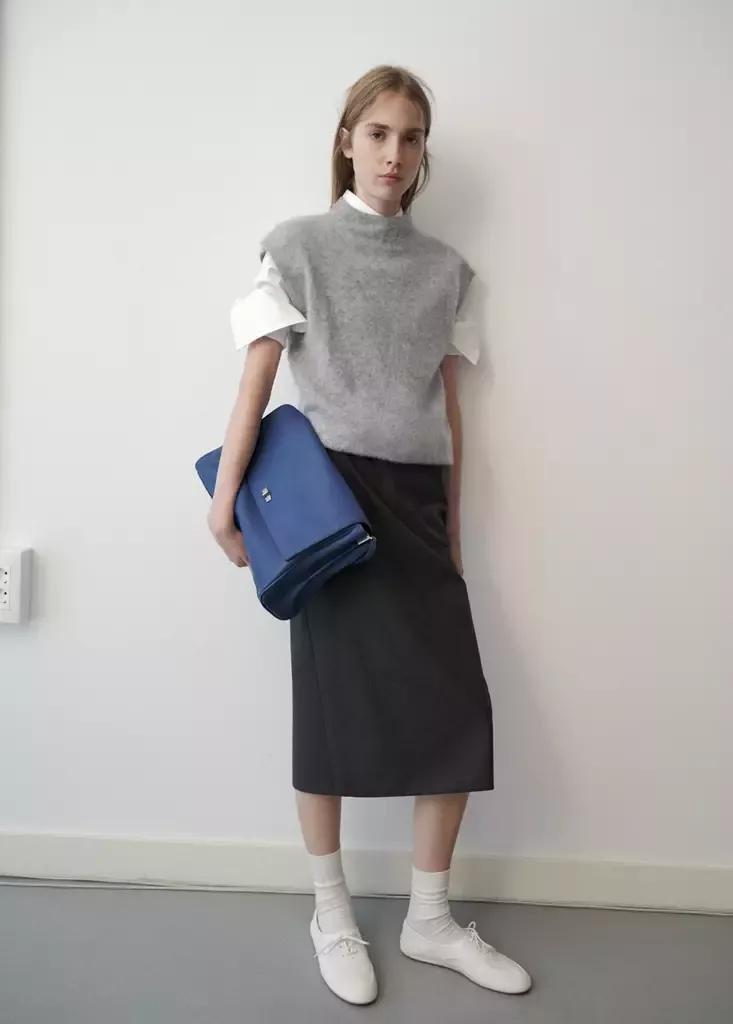 Grey Wool Waistcoat With Perkins Collar, Grey, medium