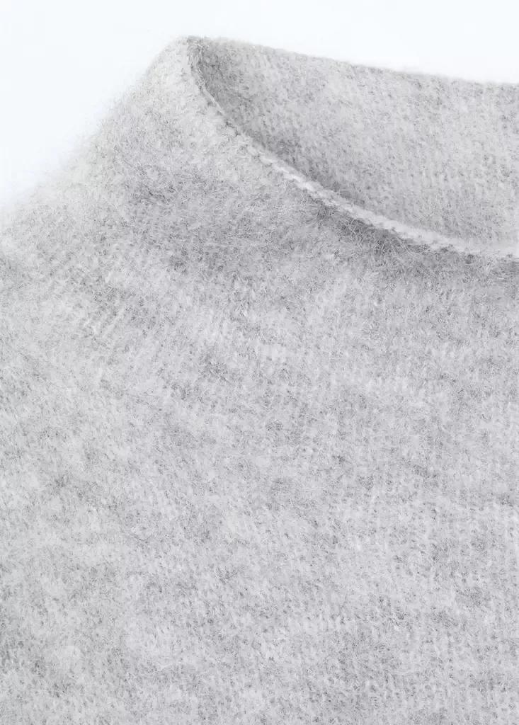 Grey Wool Waistcoat With Perkins Collar, Grey, large image number 4