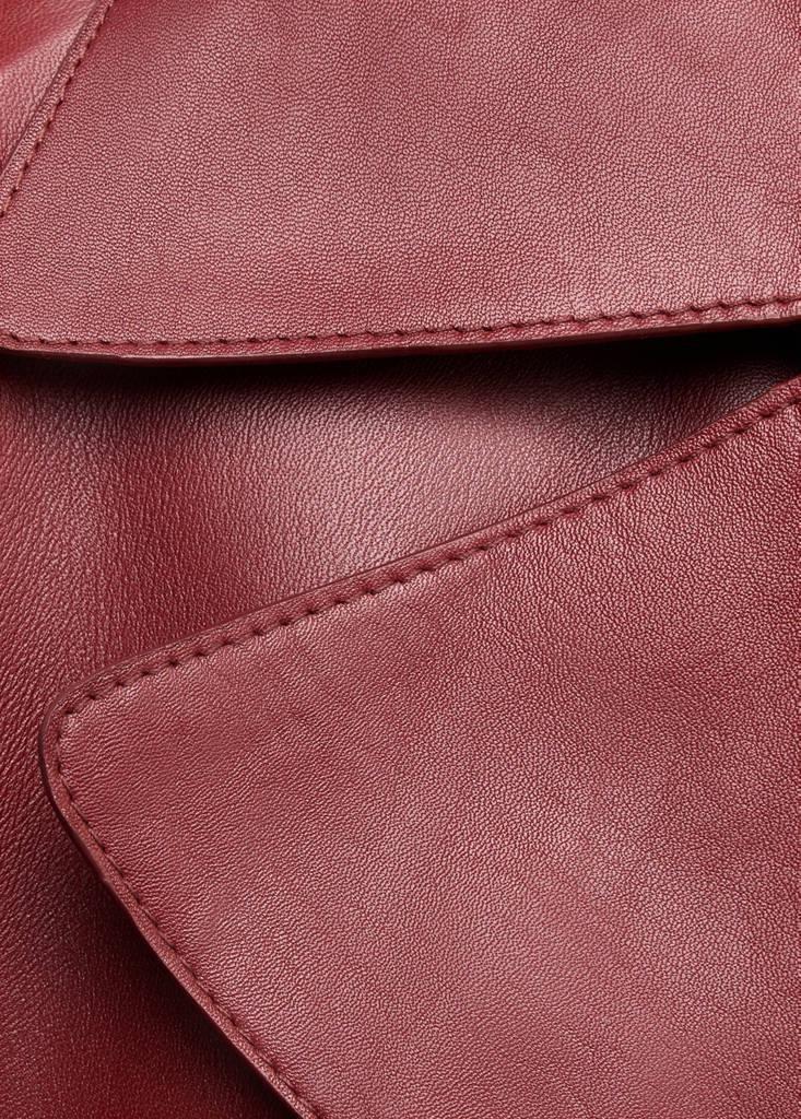 Purple Crop Leather Trench Coat With Belt, Dark Red, large image number 6