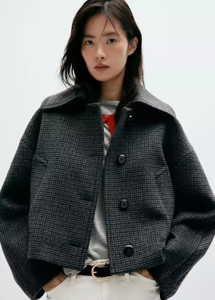 Blue Houndstooth Wool Jacket, Navy, medium