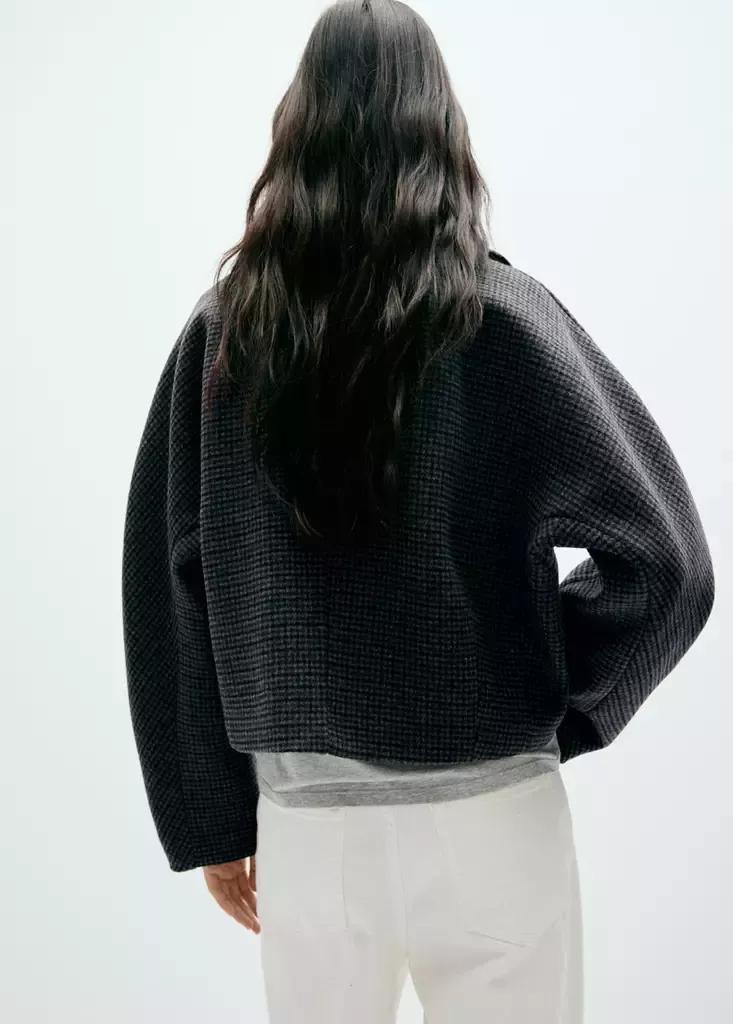 Blue Houndstooth Wool Jacket, Navy, medium