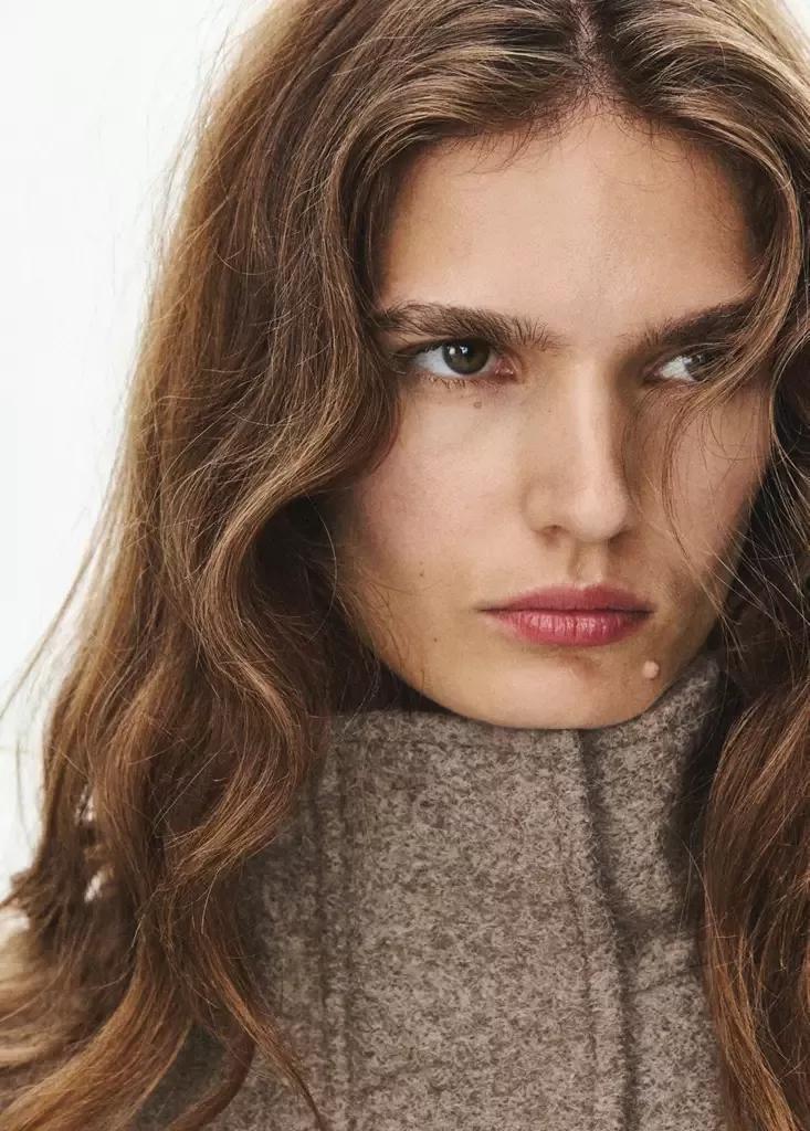 Brown Coat With Funnel Neck And Belt, Medium Brown, large image number 3