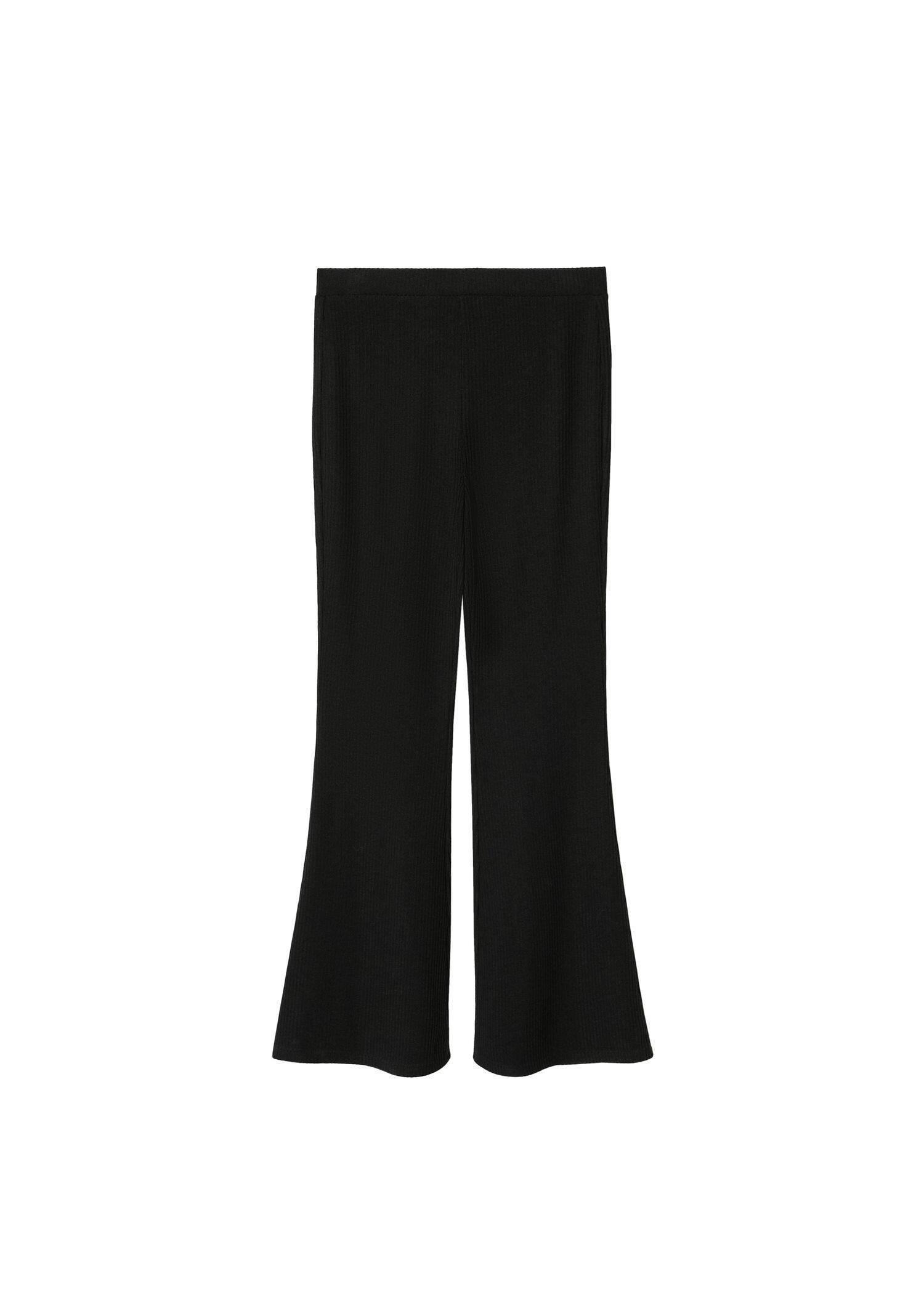 Black Ribbed Flare Trousers, , large image number 7