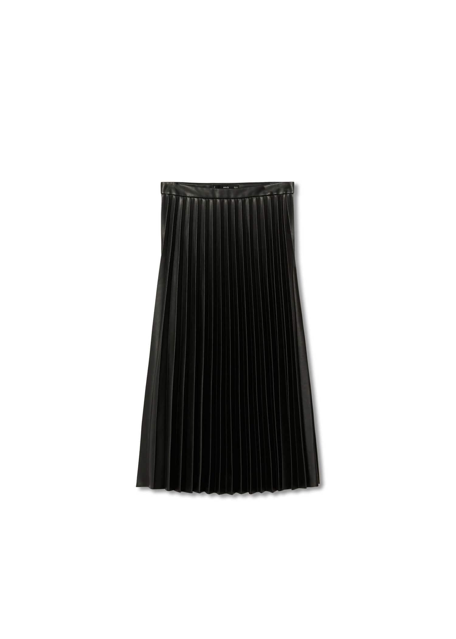 Black Faux-Leather Pleated Skirt, , large image number 1