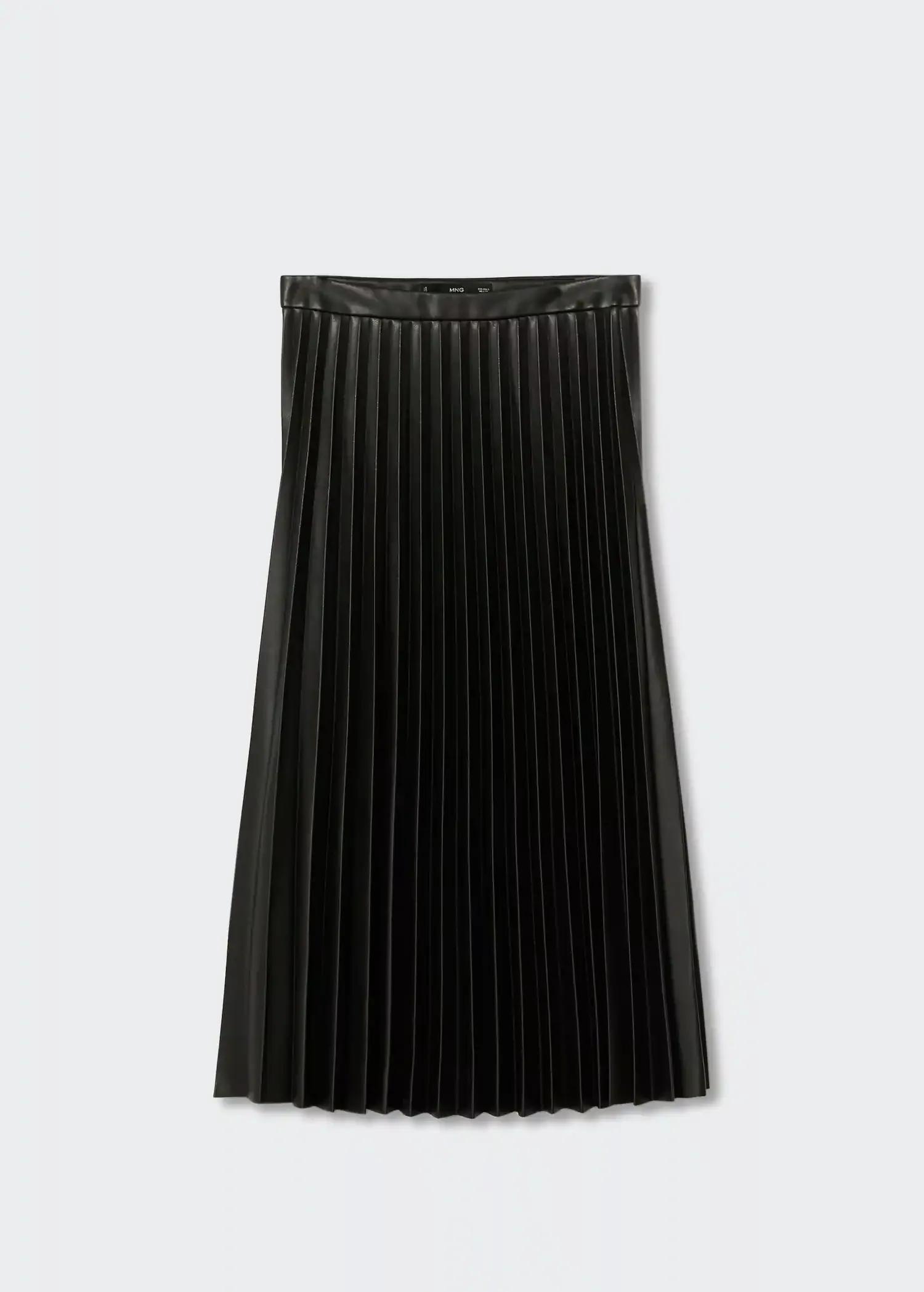 Black Faux-Leather Pleated Skirt, , large image number 4