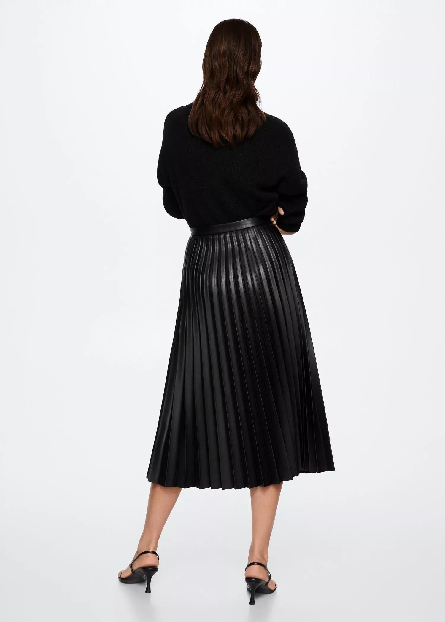 Black Faux-Leather Pleated Skirt, , large image number 8