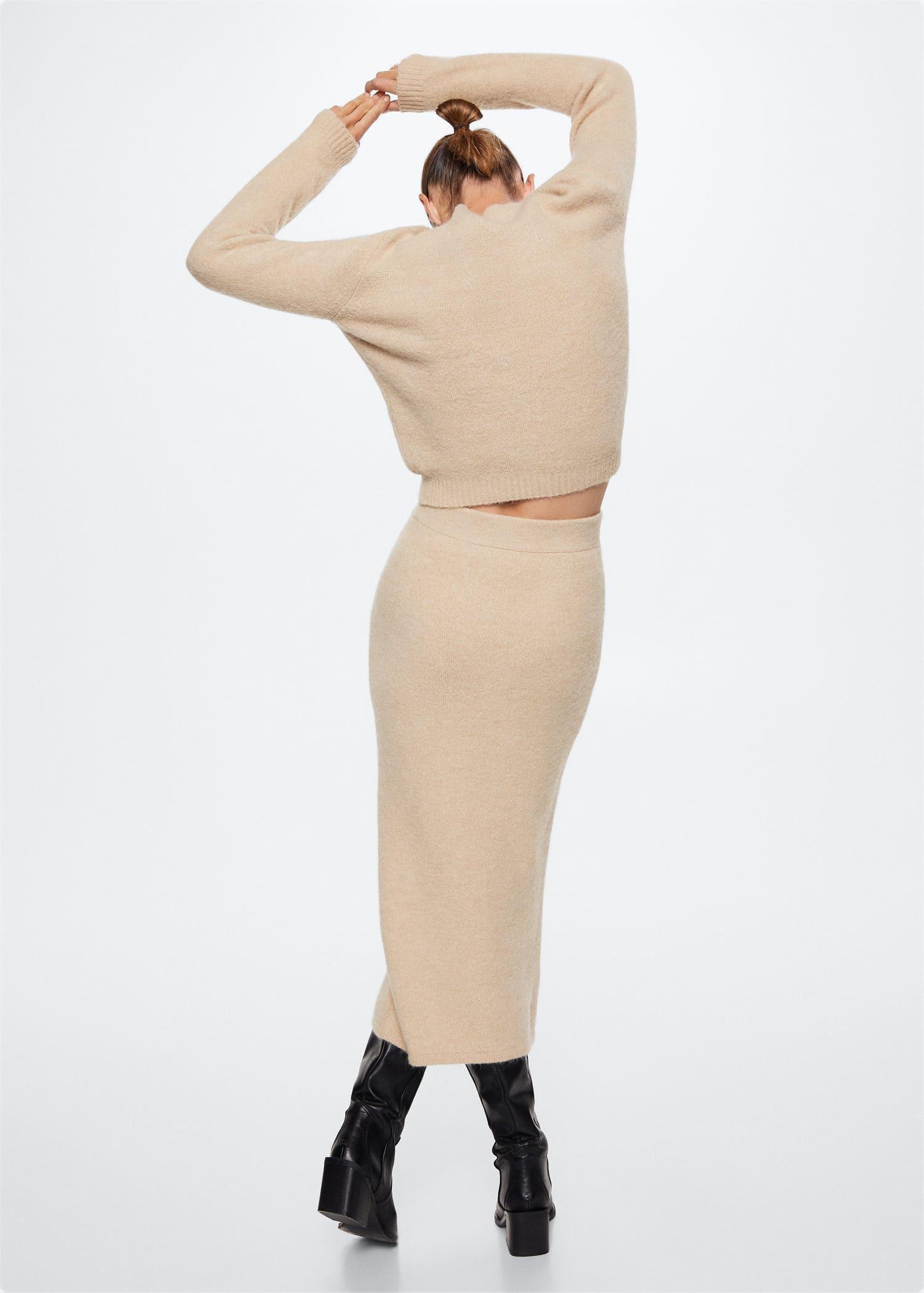 Pastel Brown Knit Pencil Skirt, , large image number 5
