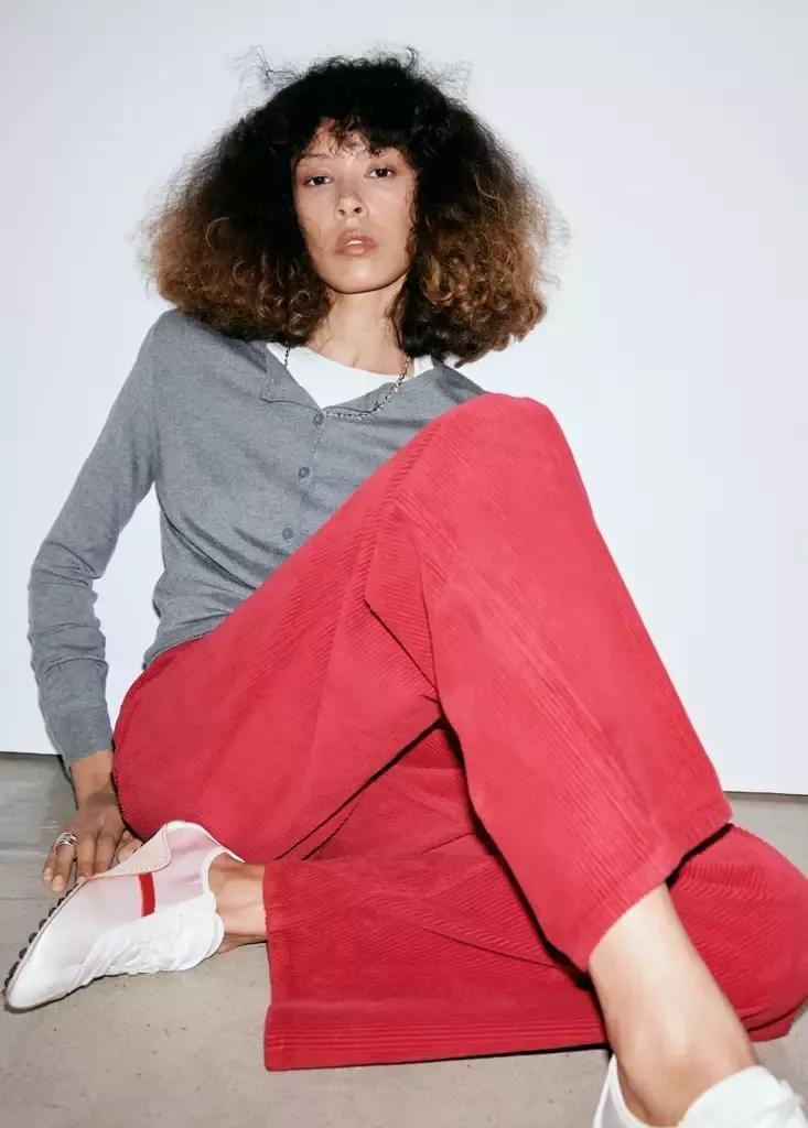 Red Straight-Leg Corduroy Trousers, Red, large image number 4
