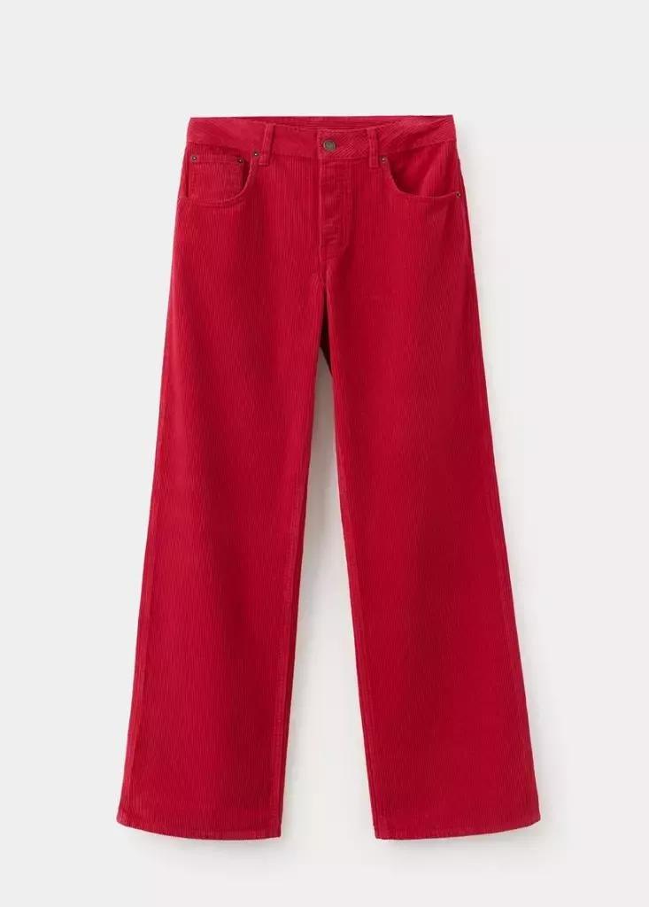 Red Straight-Leg Corduroy Trousers, Red, large image number 5