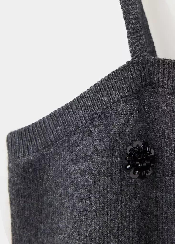 Grey Beaded Crop Top, Charcoal, large image number 5