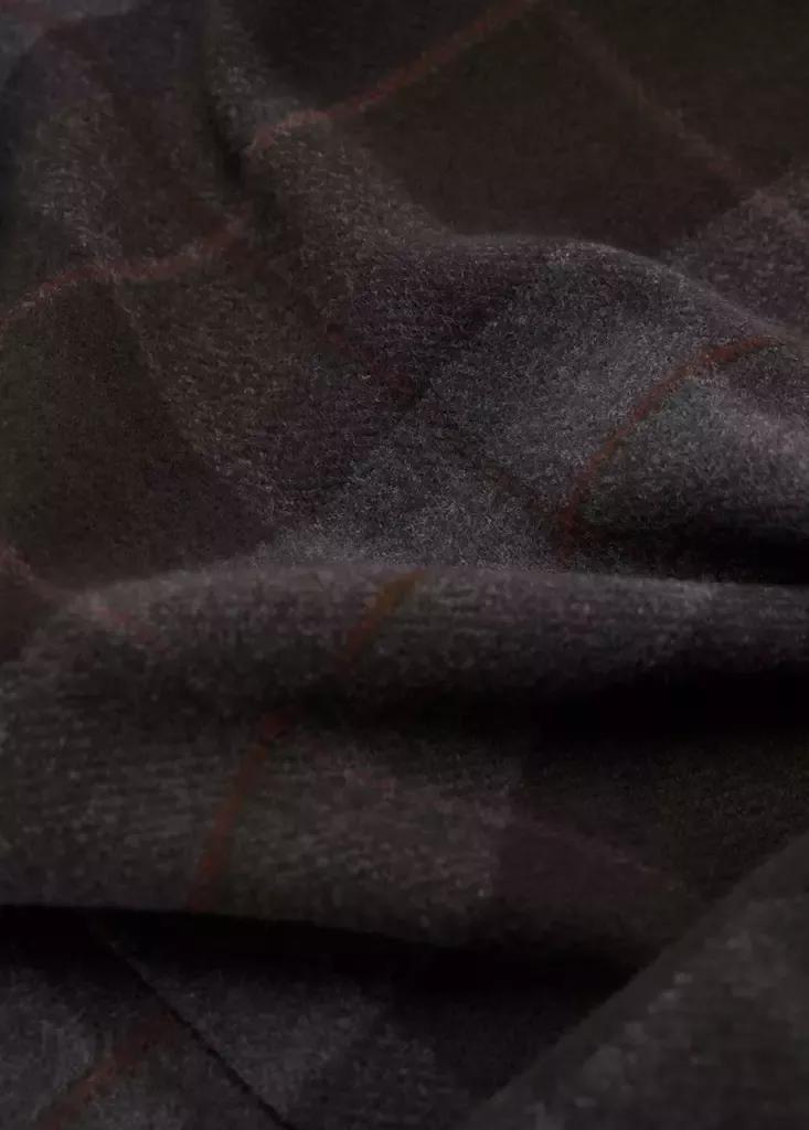 Khaki Checked Scarf With Fringed Edges, Beige - Khaki, large image number 1