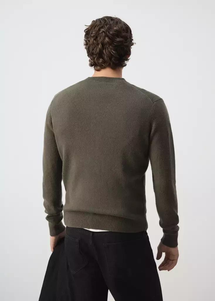 Khaki Knitted Wool Blend Sweater, Beige - Khaki, medium