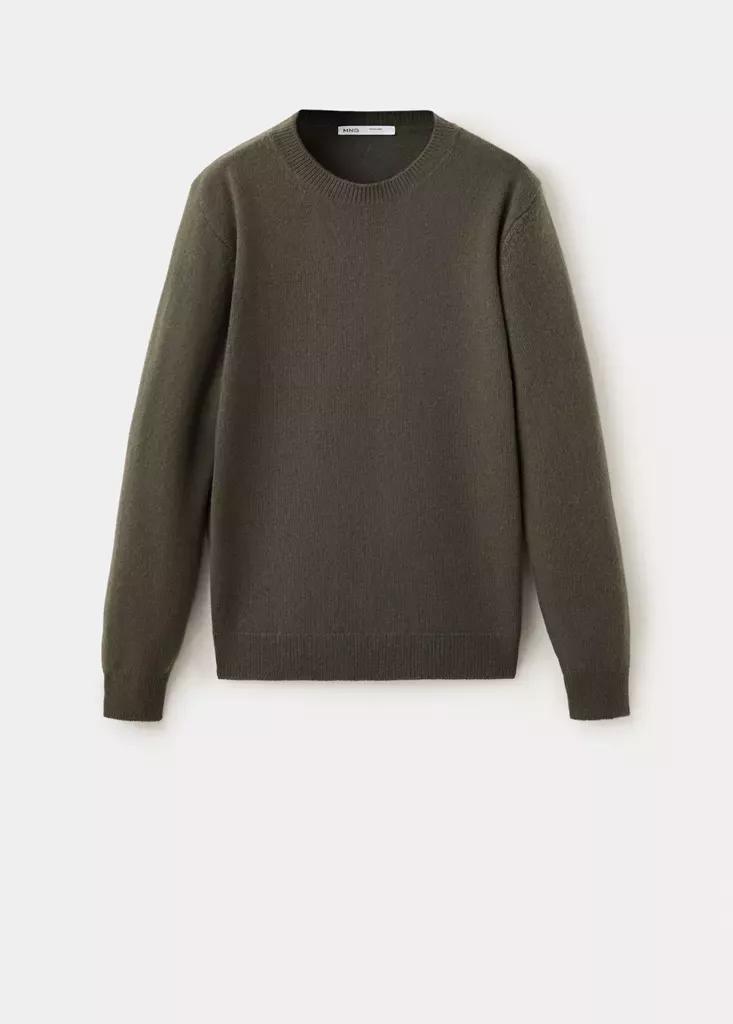 Khaki Knitted Wool Blend Sweater, Beige - Khaki, large image number 5