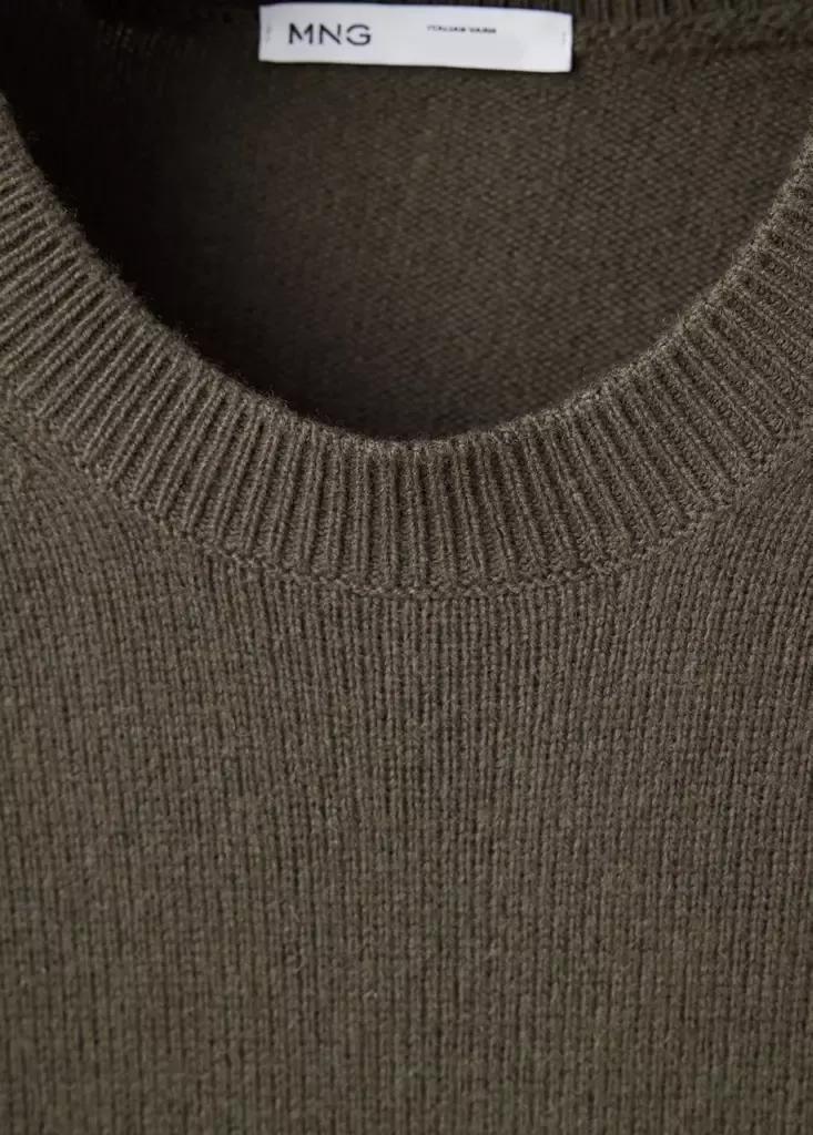 Khaki Knitted Wool Blend Sweater, Beige - Khaki, large image number 6