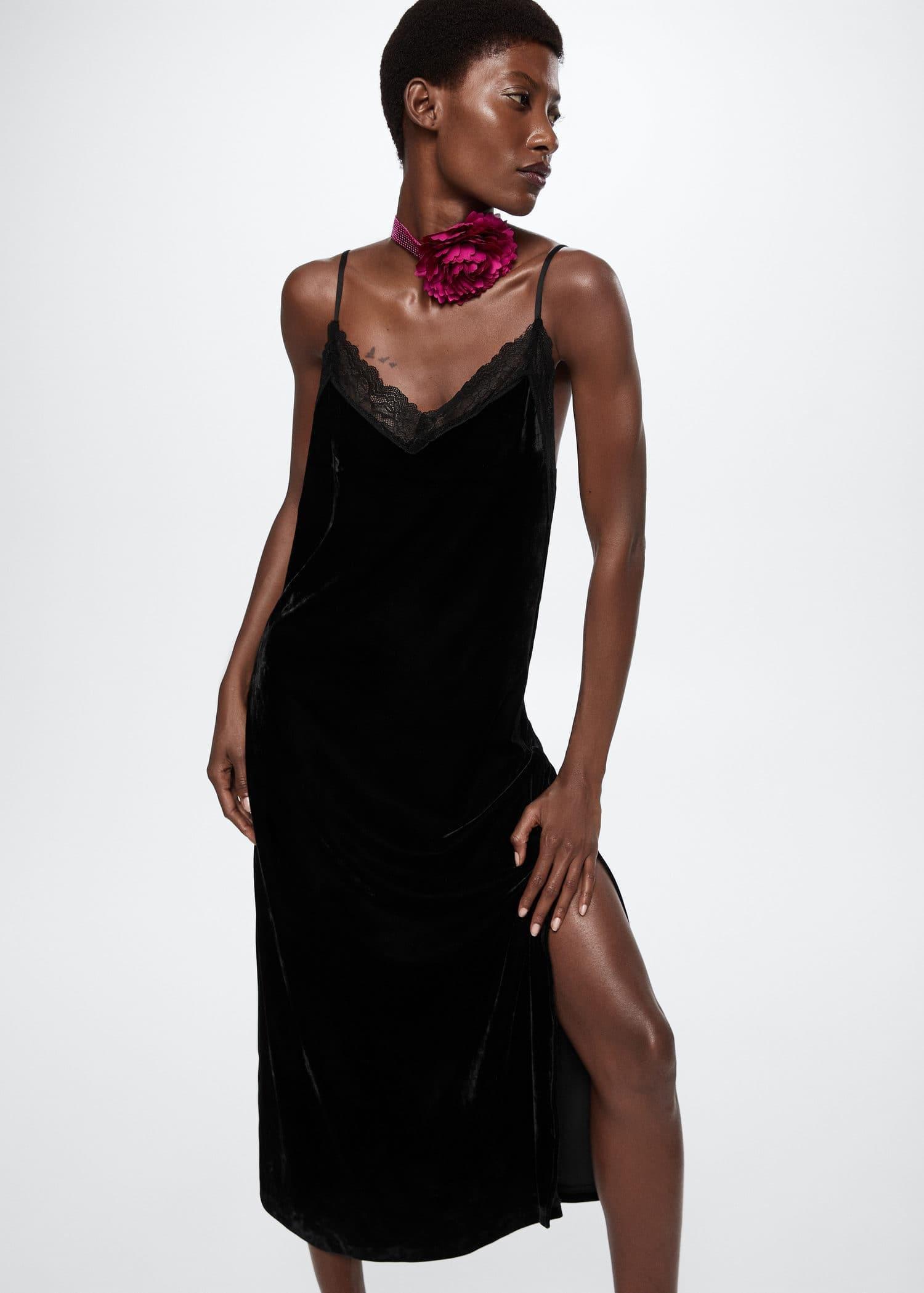 Black Lace Camisole Dress, , large image number 0