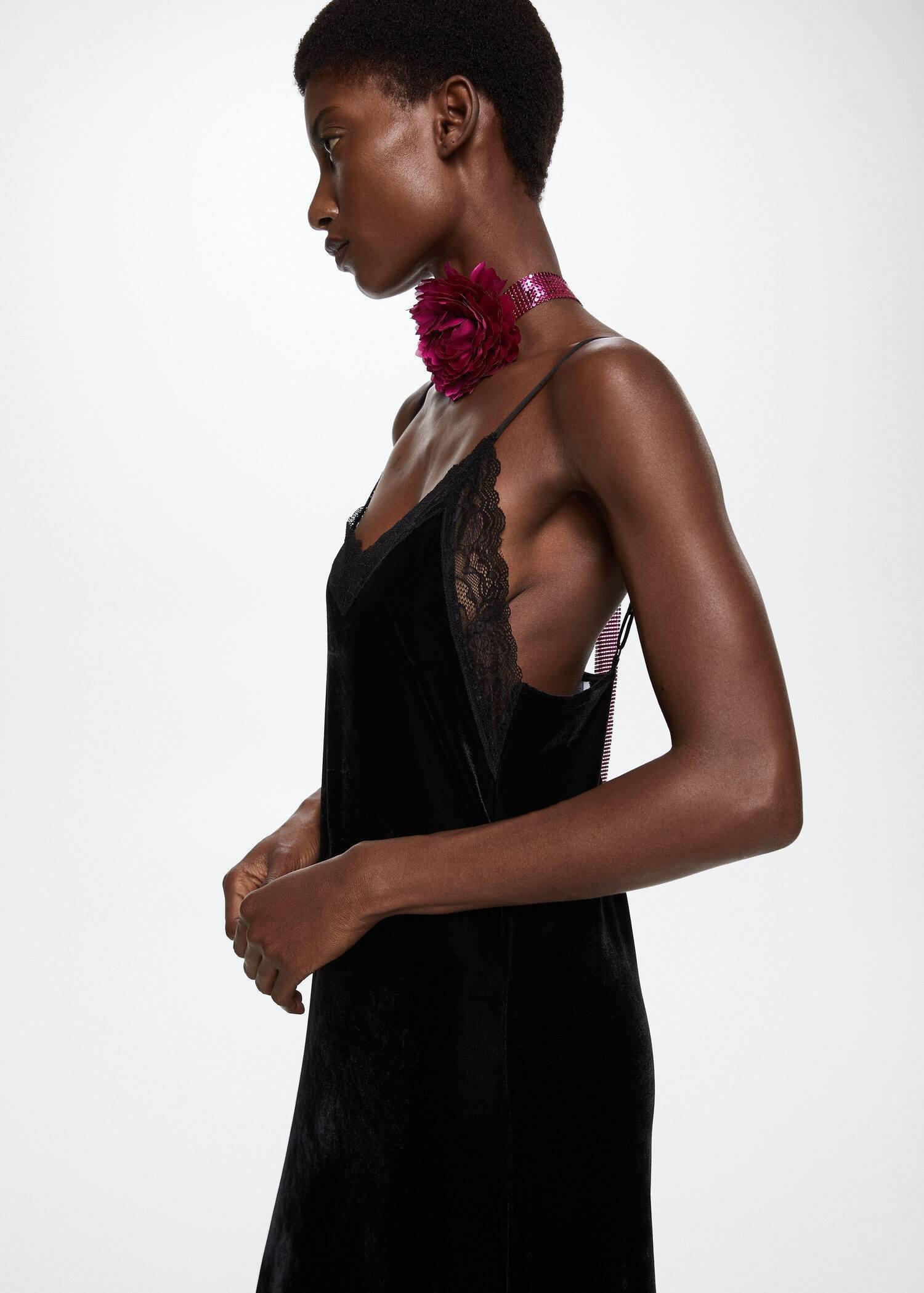 Black Lace Camisole Dress, , large image number 1