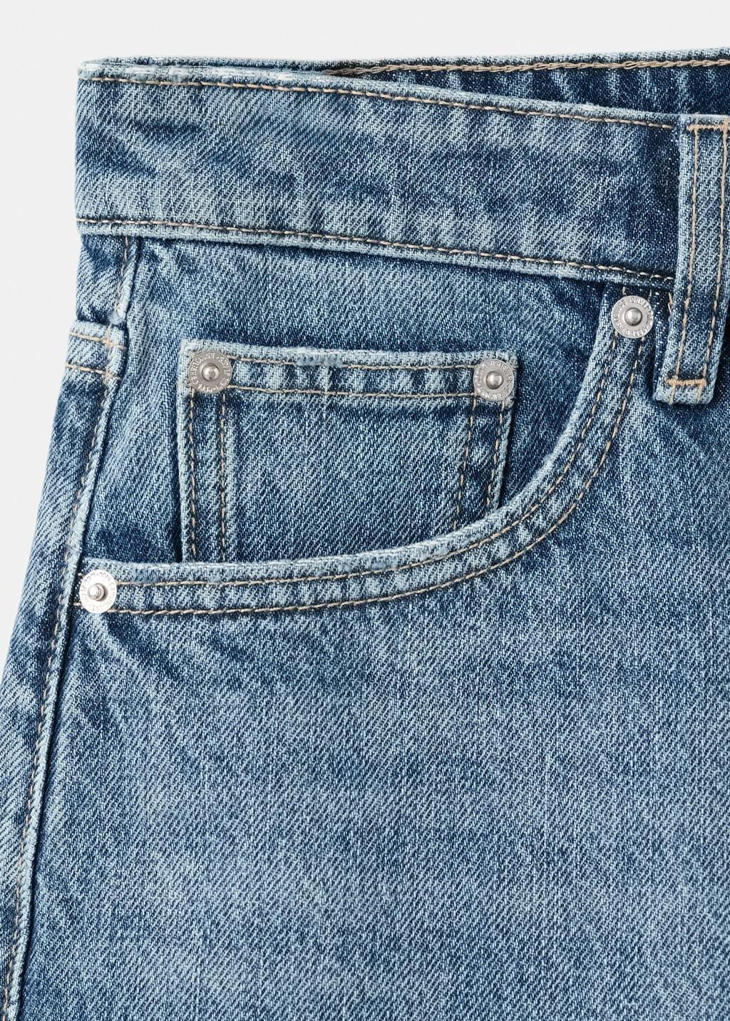 Open Blue Denim Shorts With Frayed Hem, Open Blue, large image number 5