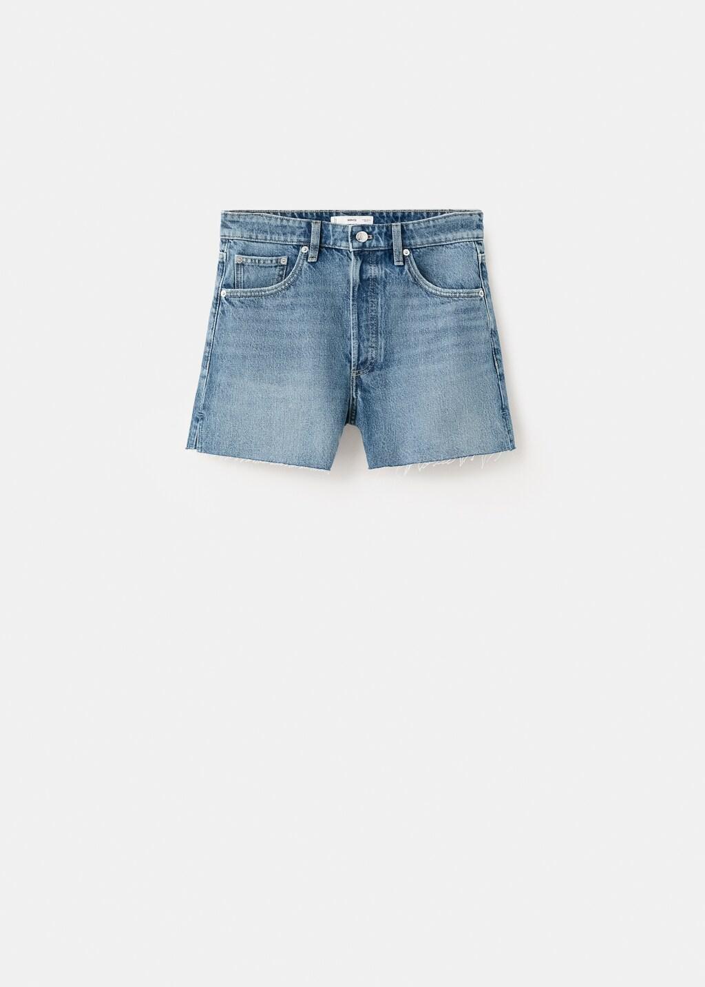 Open Blue Denim Shorts With Frayed Hem, Open Blue, large image number 7
