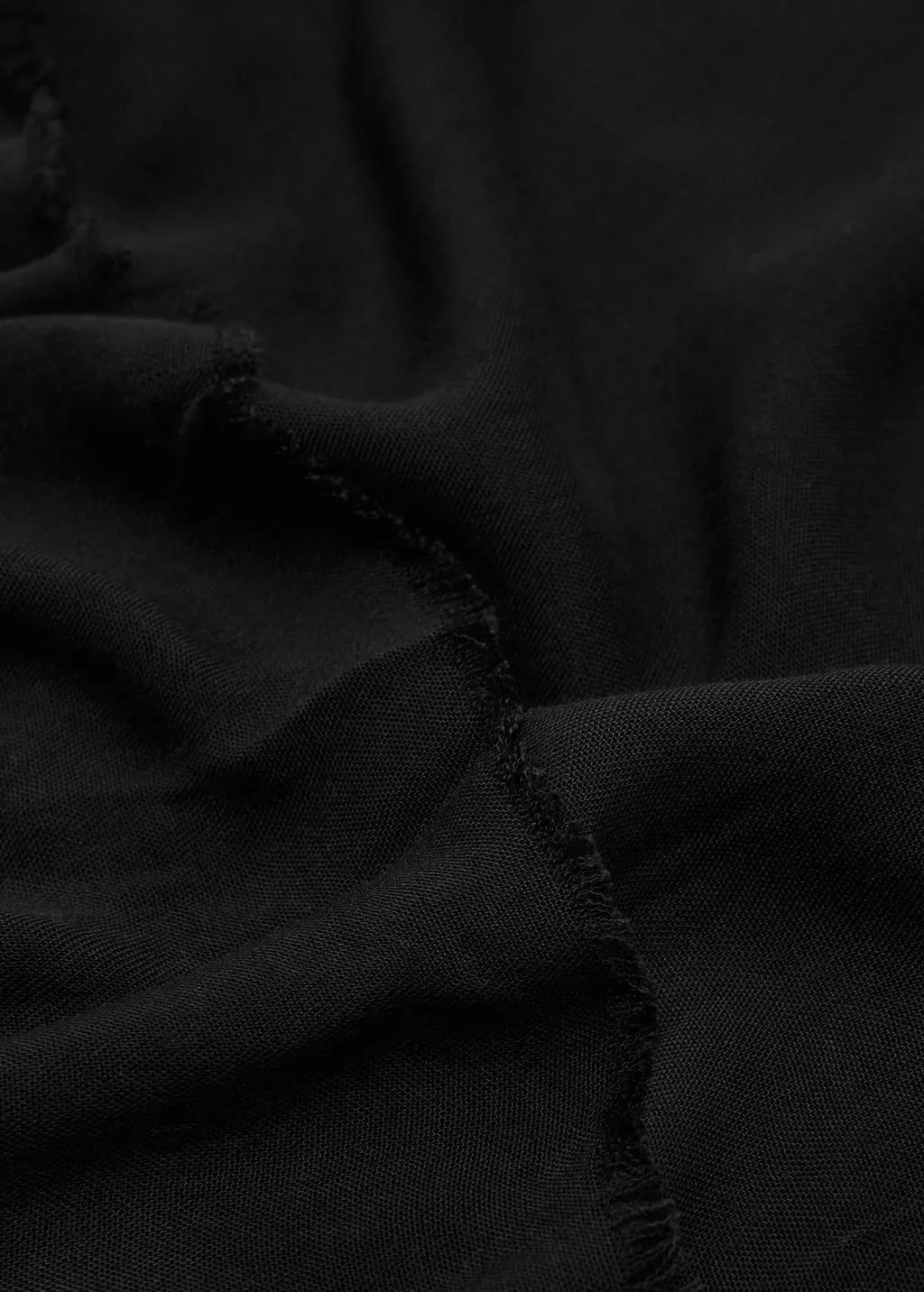 Black Frayed Edge Scarf, Black, large image number 1