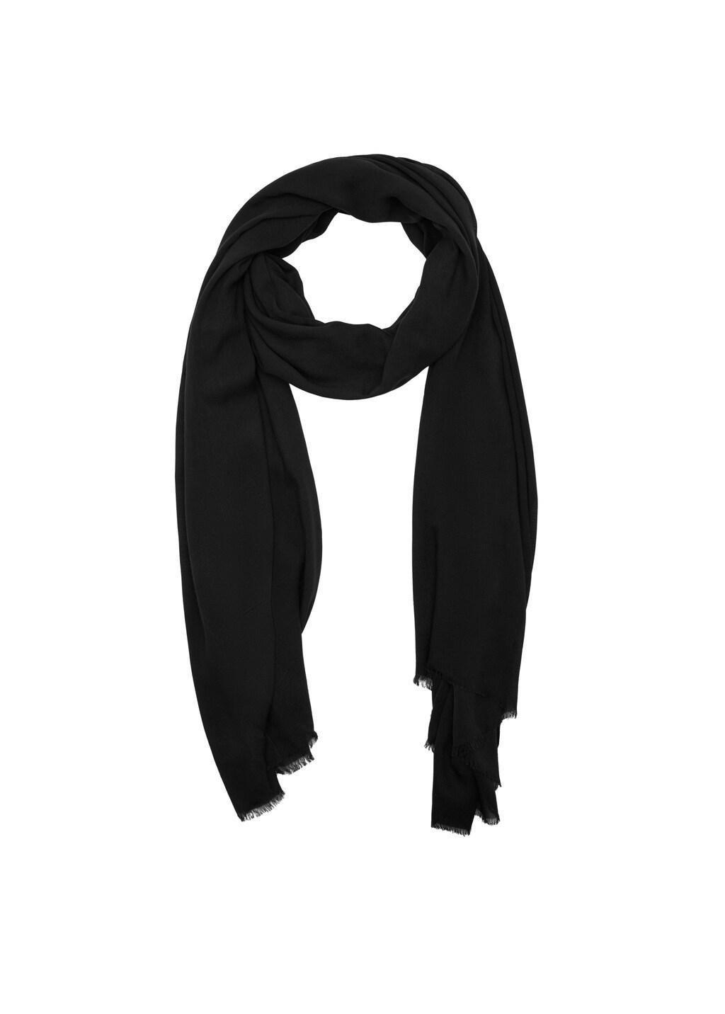 Black Frayed Edge Scarf, Black, large image number 2