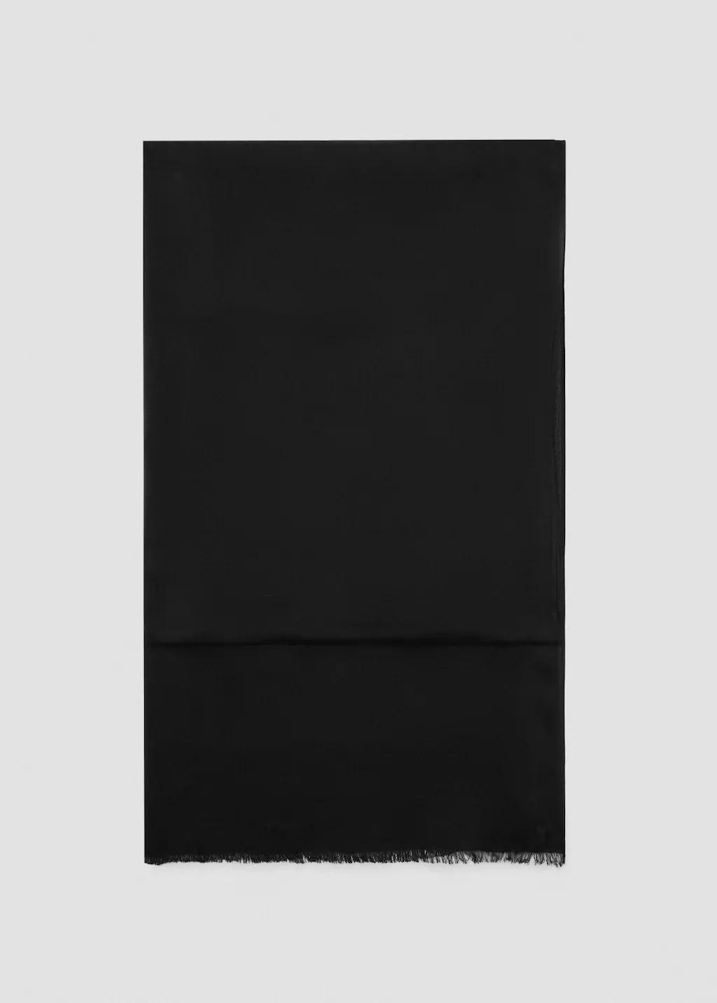 Black Frayed Edge Scarf, Black, large image number 3