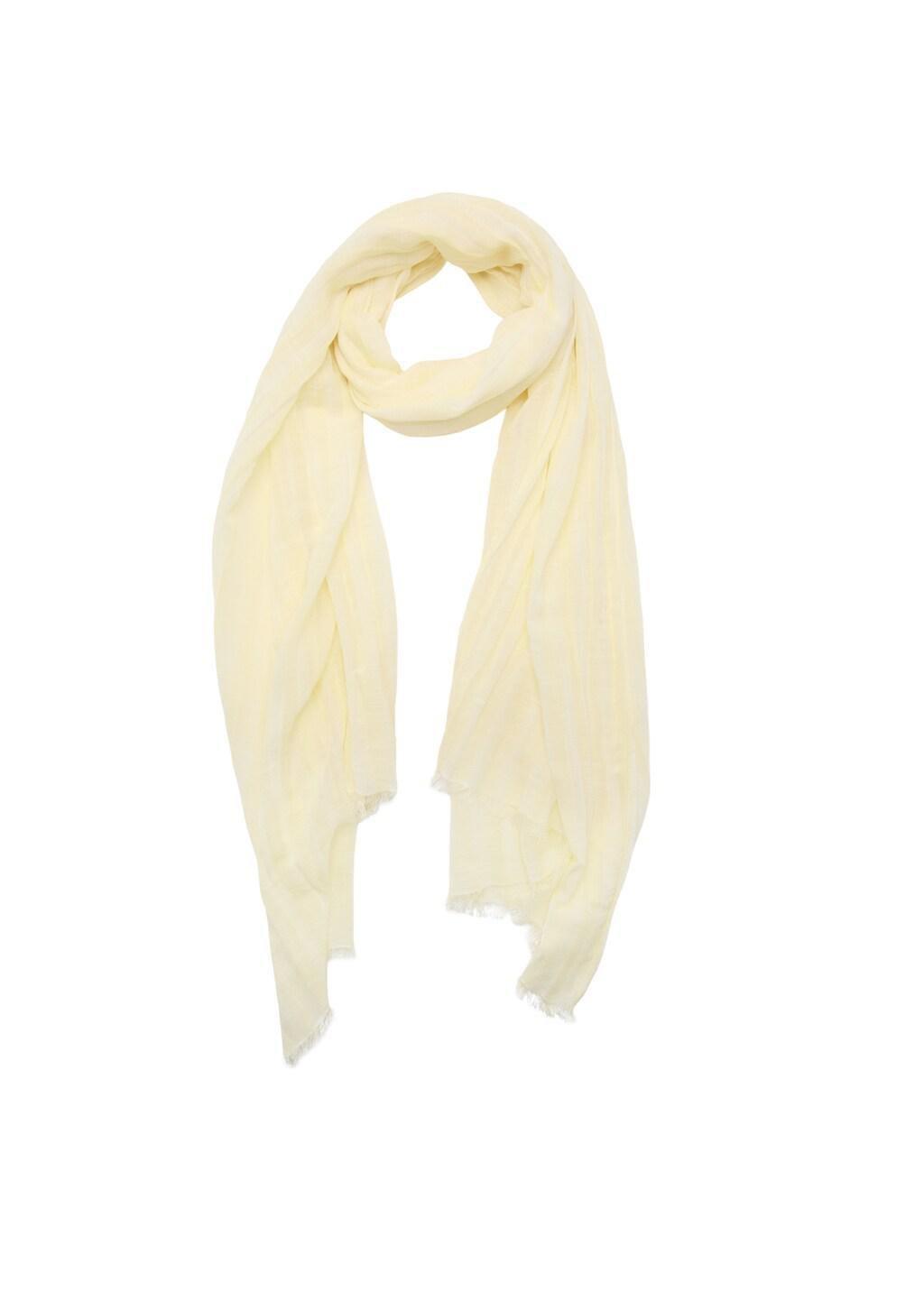 Yellow Cotton Scarf, Yellow, large image number 1