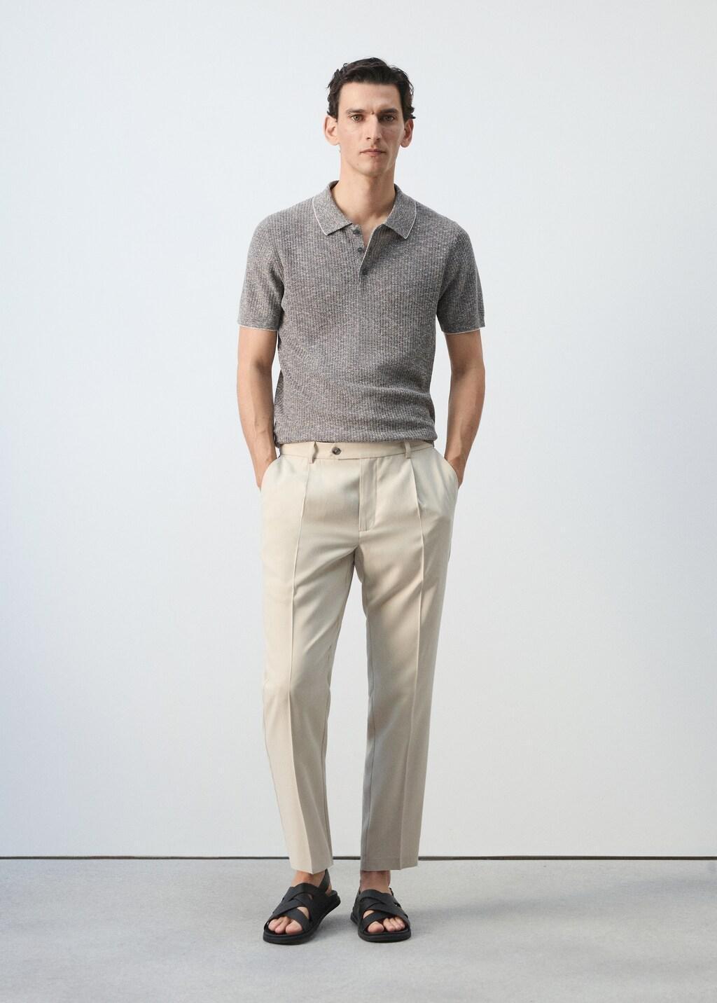 Beige Regular-Fit Pleated Trousers, Light Beige, large image number 0