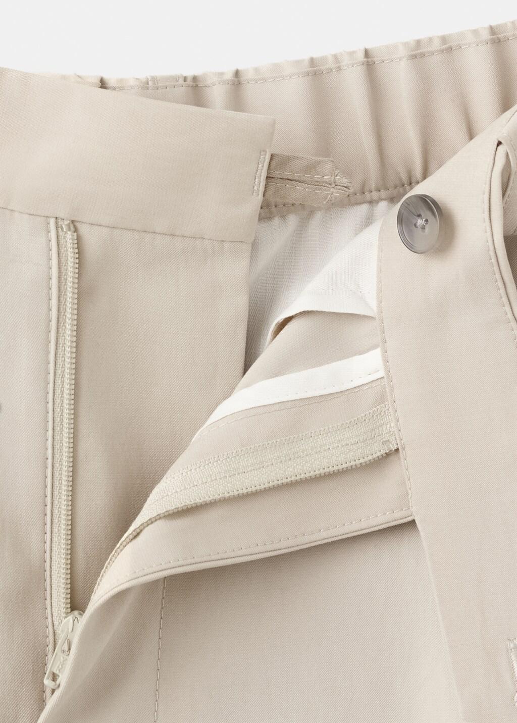 Beige Regular-Fit Pleated Trousers, Light Beige, medium