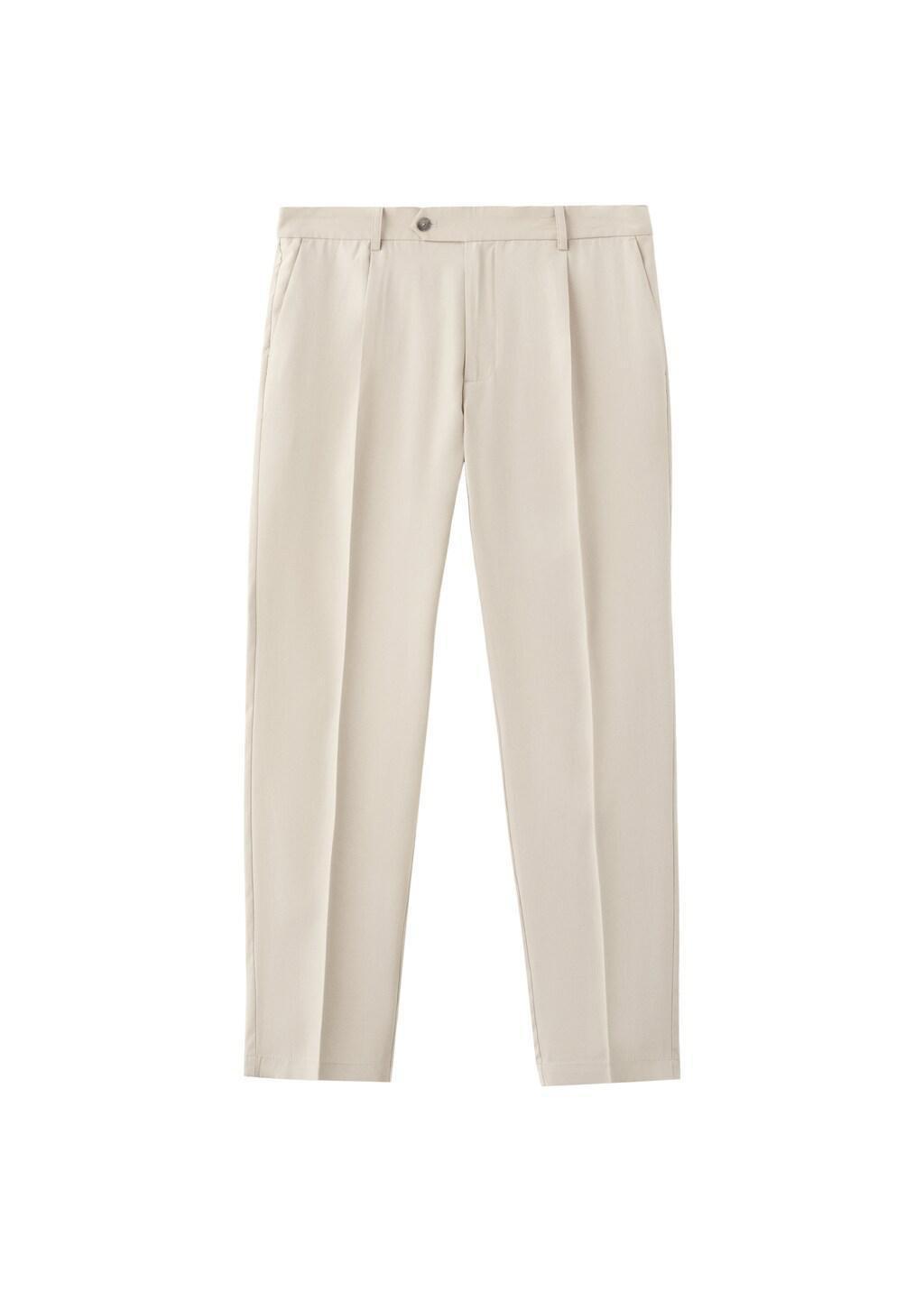 Beige Regular-Fit Pleated Trousers, Light Beige, large image number 6