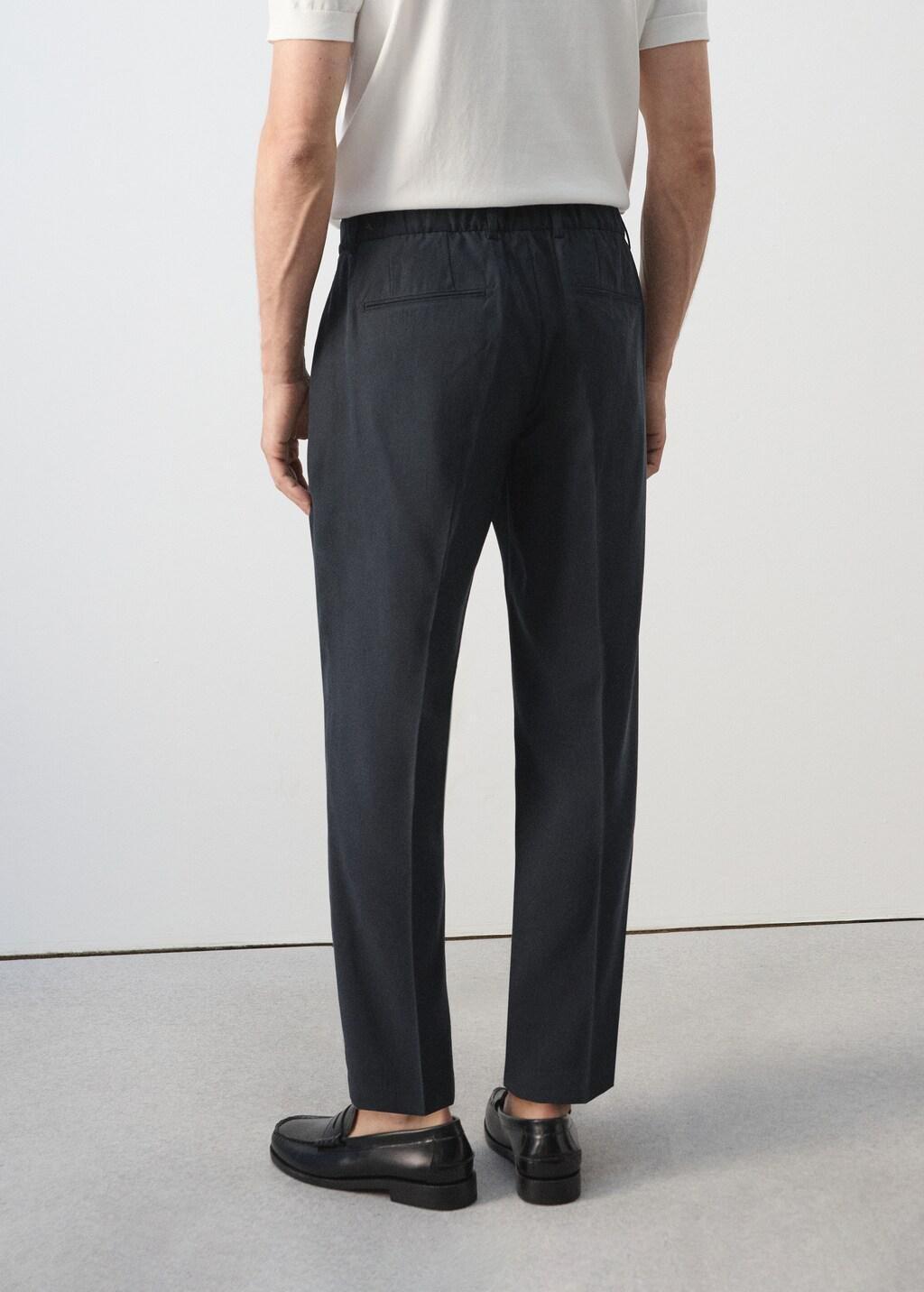 Blue Regular-Fit Pleated Trousers, Navy, large image number 2
