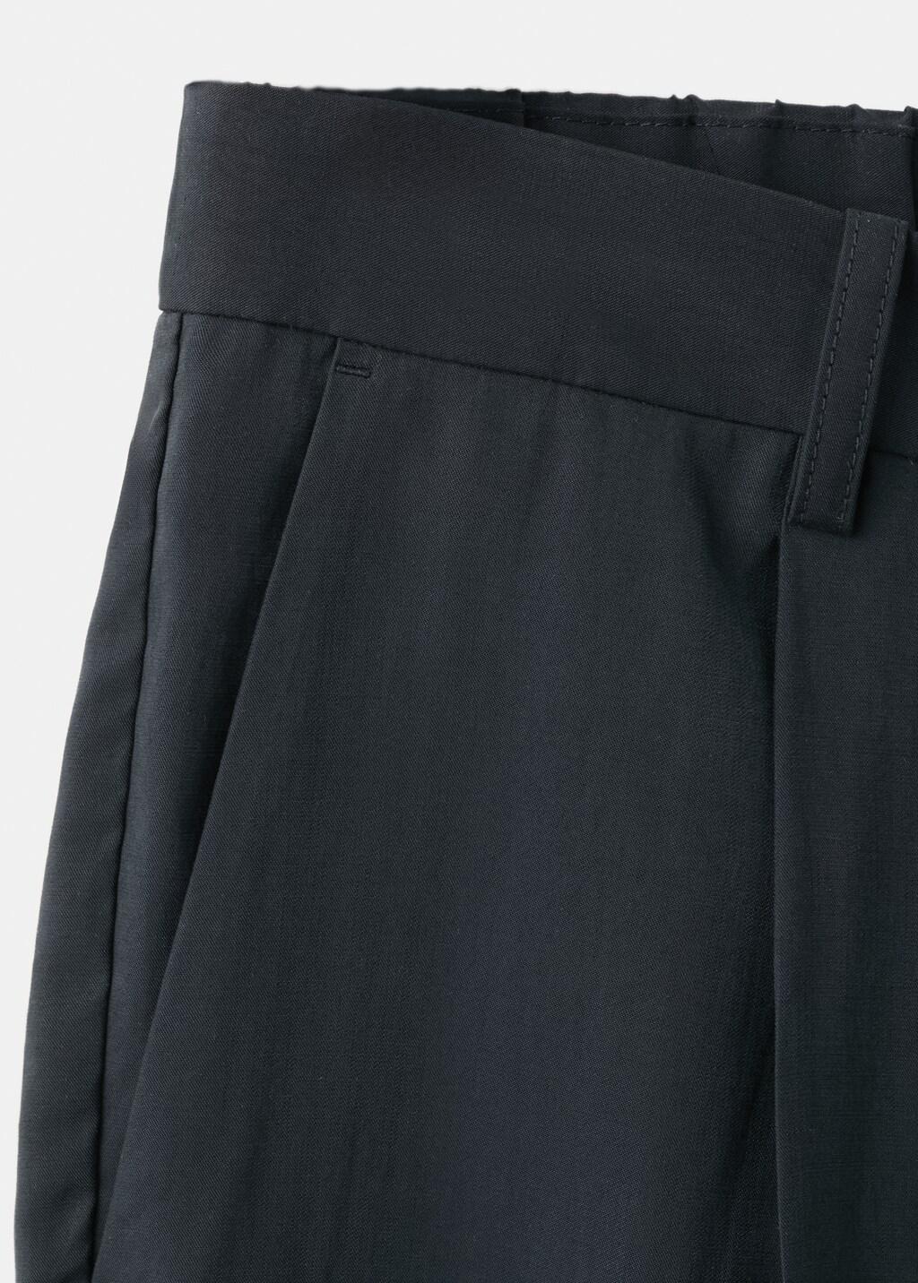 Blue Regular-Fit Pleated Trousers, Navy, large image number 5