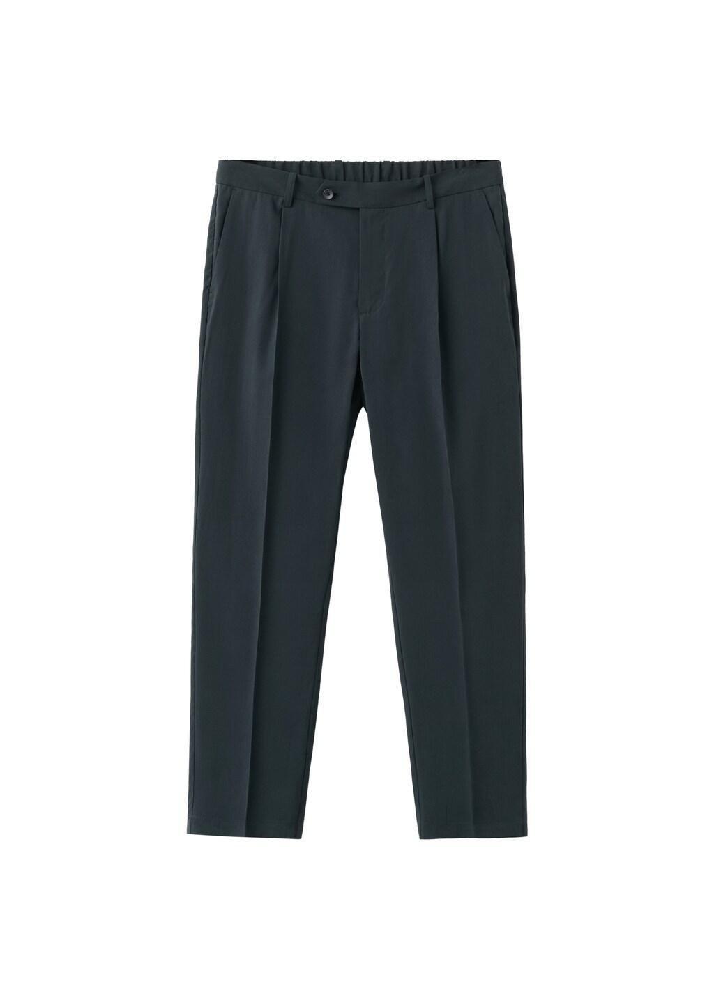 Blue Regular-Fit Pleated Trousers, Navy, large image number 6