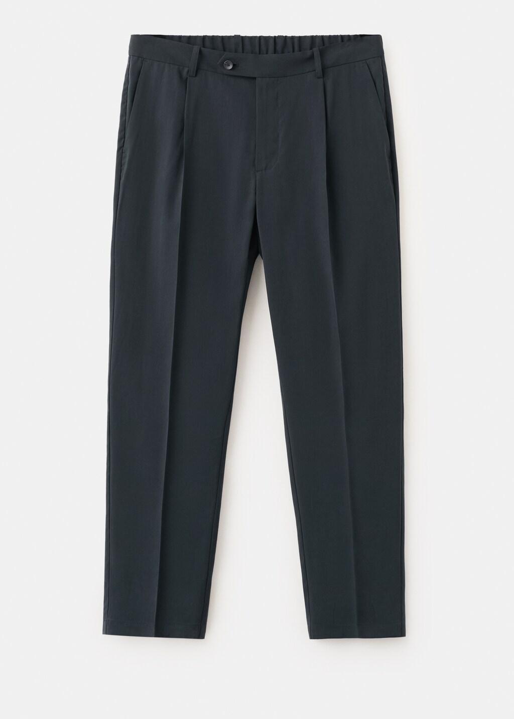 Blue Regular-Fit Pleated Trousers, Navy, large image number 7