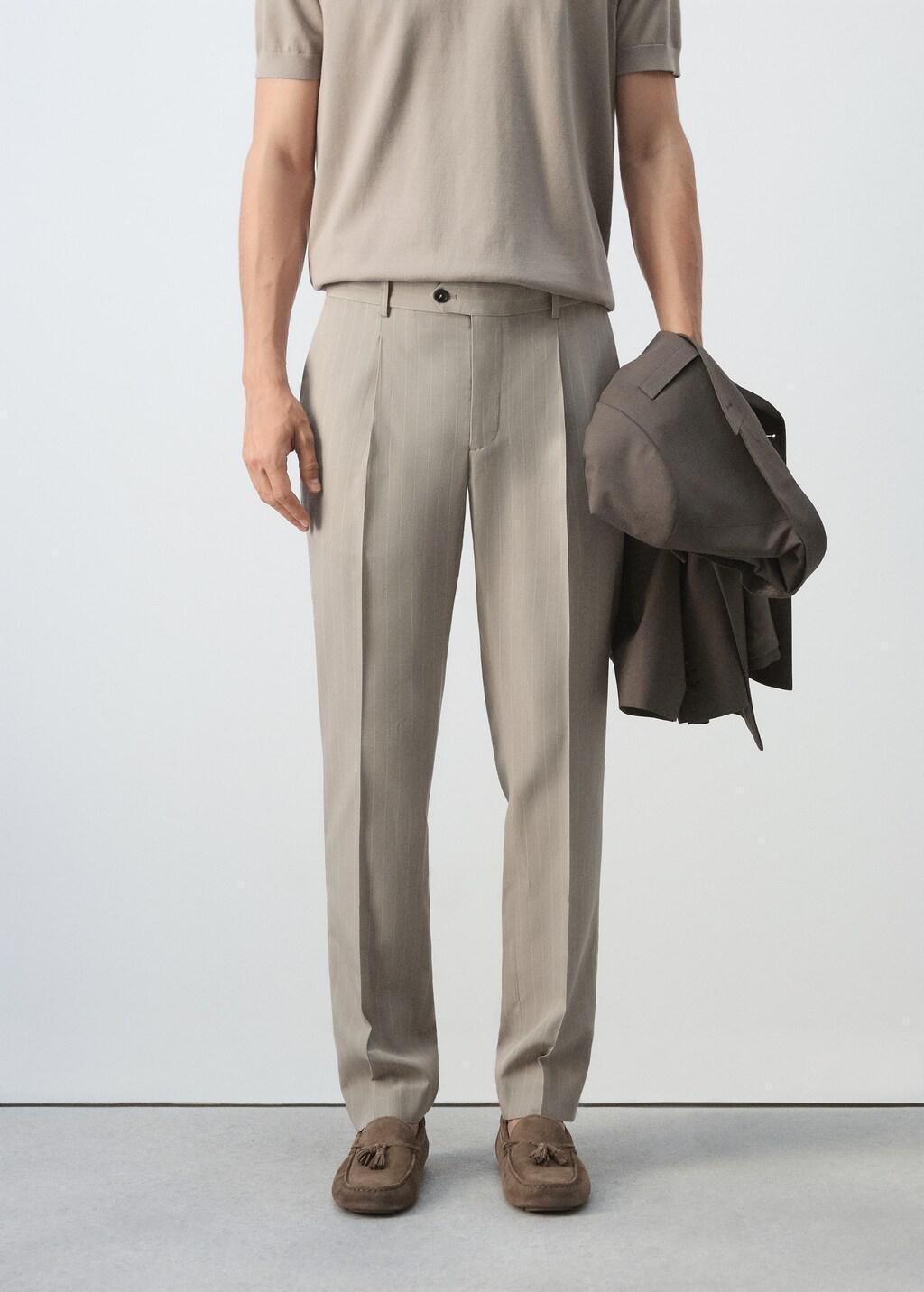 Brown Slim-Fit Lyocell Linen Trousers, Medium Brown, large image number 3