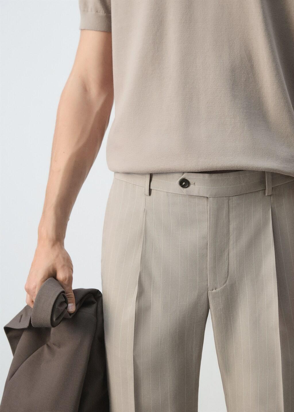 Brown Slim-Fit Lyocell Linen Trousers, Medium Brown, large image number 4